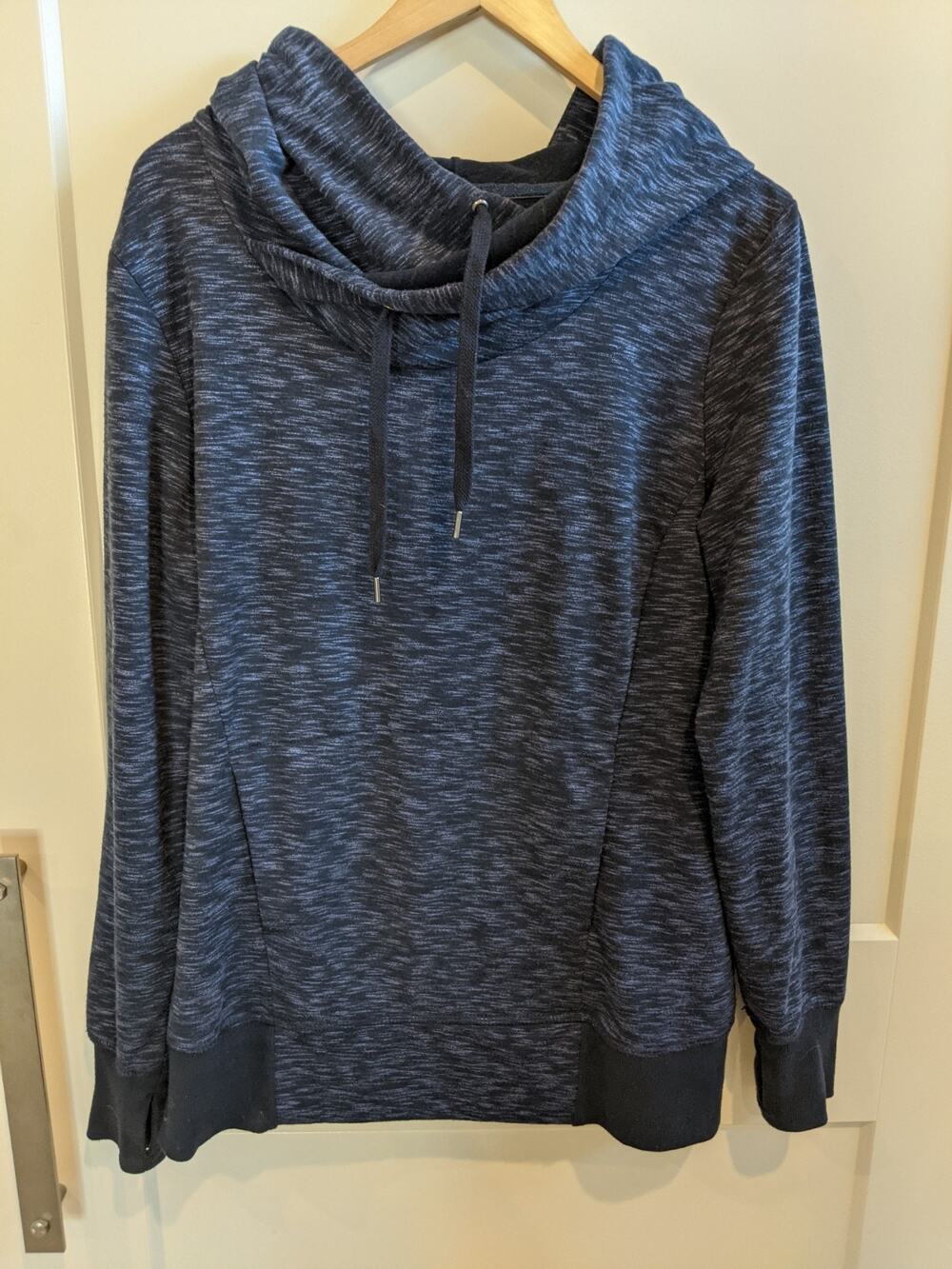 Stoic Women's Cowl-neck Hoodie Sz Large Marled Navy Blue